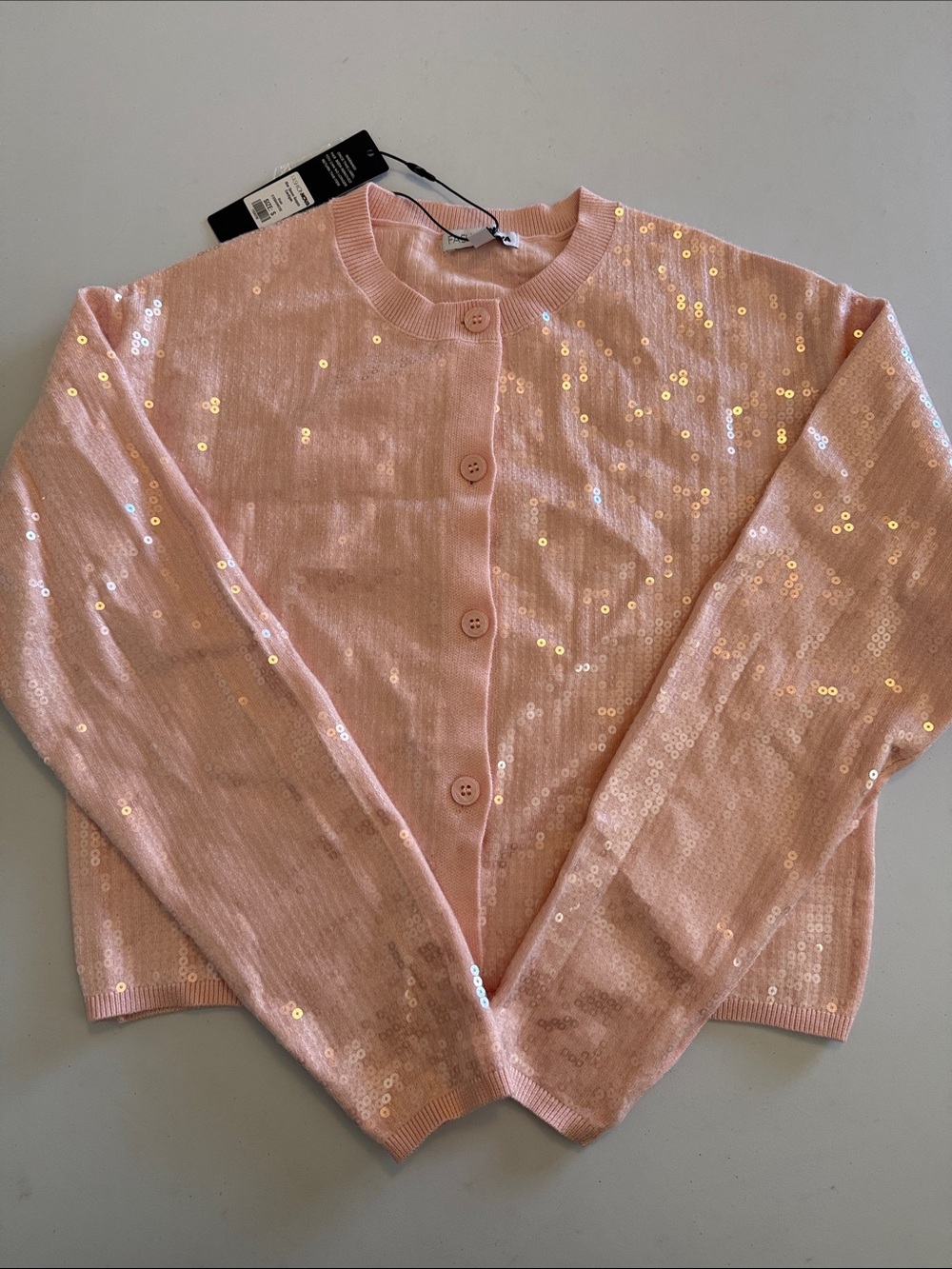 NWT Fashion Nova Pink Sequin Button-Up Cardigan Size S